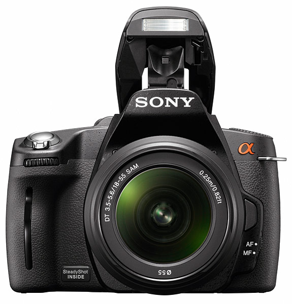 DSLR A390 front SEL1855 flash up