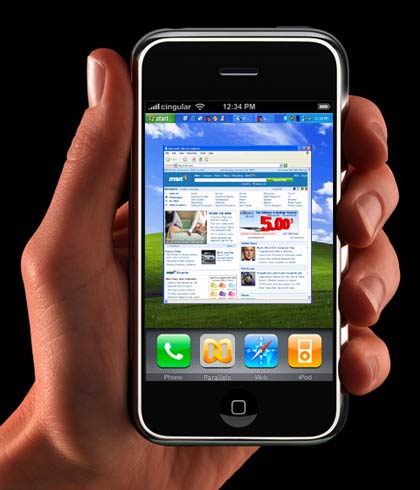 iphone-hold iphone parallels