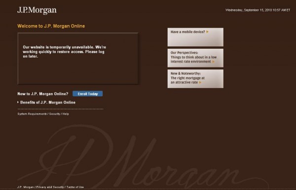 J.P. Morgan Online Outage J.P. Morgan Online Outage