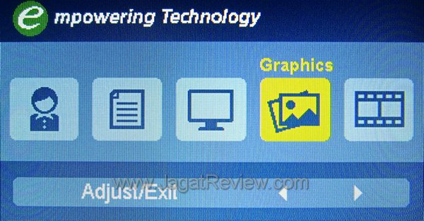 Terdapat beberapa preset tampilan yang disesuaikan untuk penggunaan tujuan tertentu. acer p206hl menu