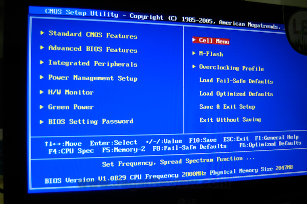 MSI 890FX GD70 BIOS MainMenu