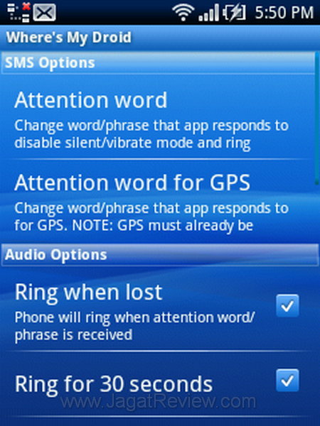 WhereisMyPhone Menu WhereisMyPhone Menu