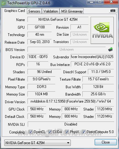 nvidia gt 425m gpuz nvidia gt 425m gpuz