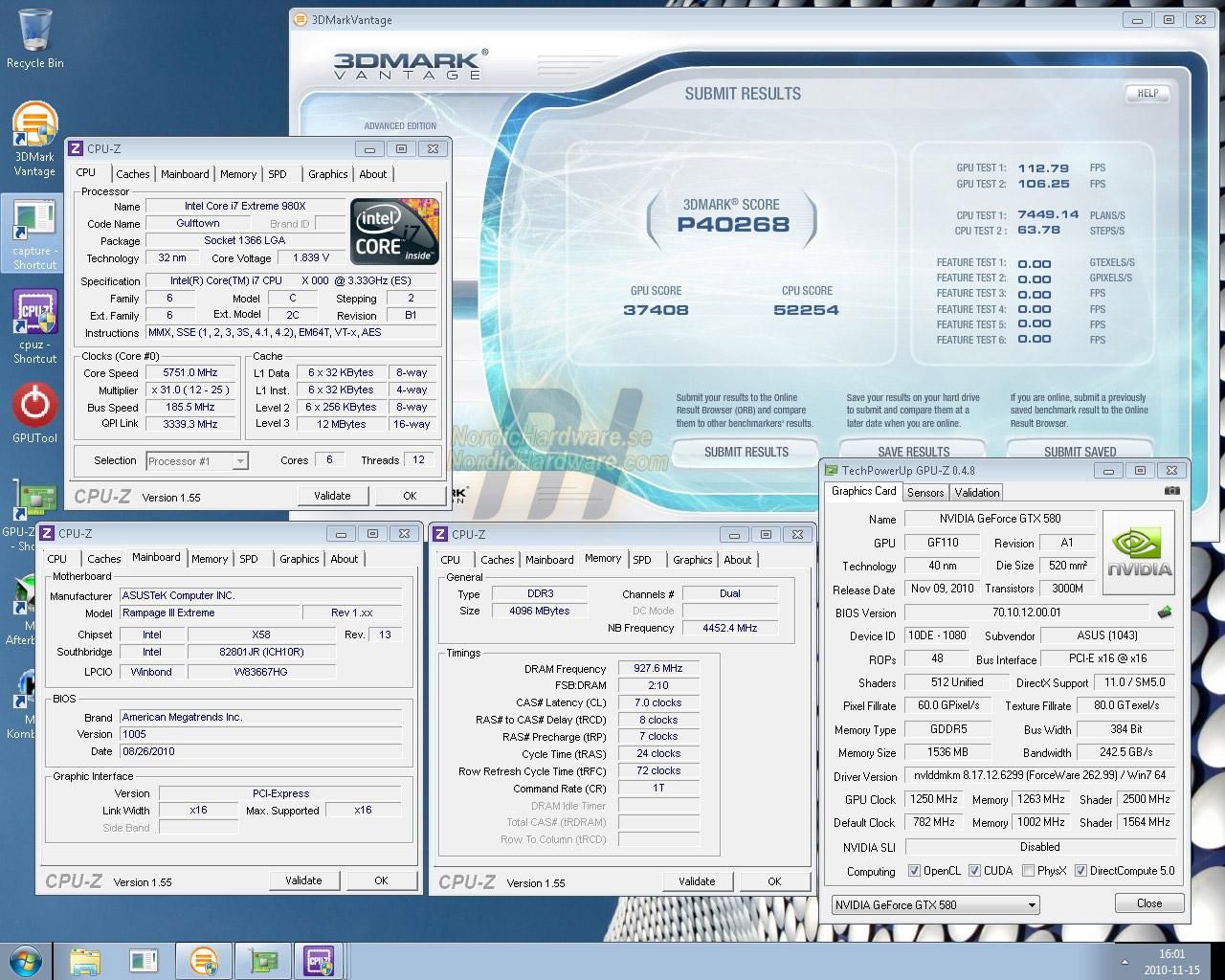 Rekor Dunia 3DMark Vantage NVIDIA GTX 580 9 SingleGPU WR GTX580