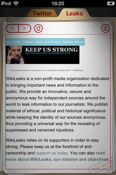 Wikileaks iOS (1) Wikileaks iOS 1
