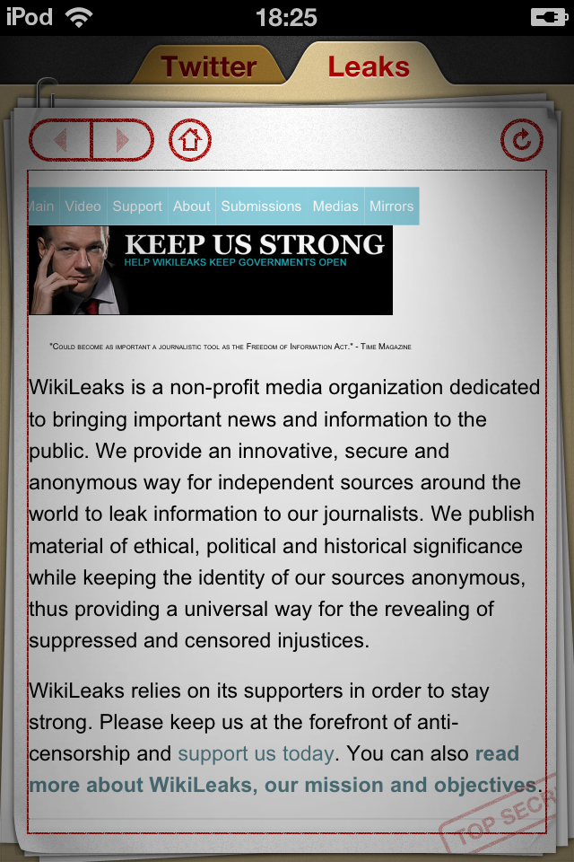 Apple Hapus Wikileaks dari Application Store 5 Wikileaks iOS 1