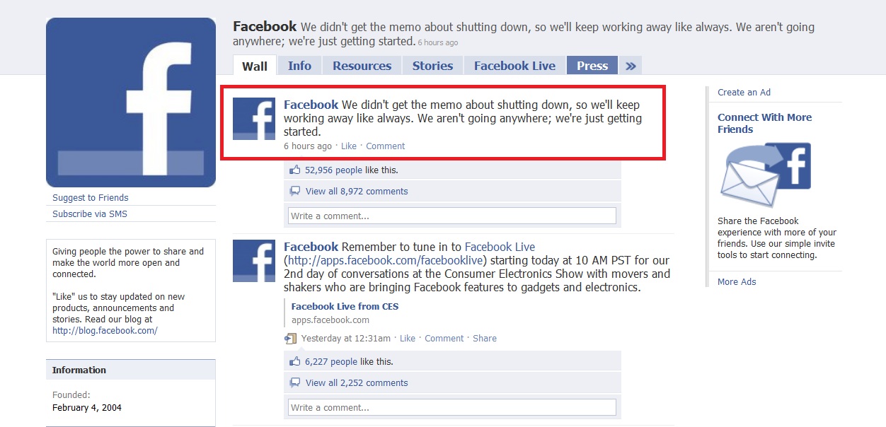 Facebook akan Tutup 15 Maret? Berita Bohong! 9 Facebook konfirmasi Kebohongan..