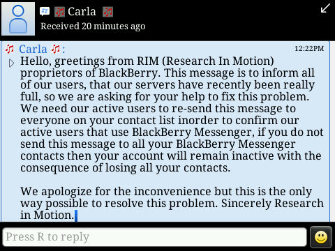 blackberry spam blackberry spam