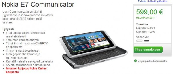 nokia e7 preorder