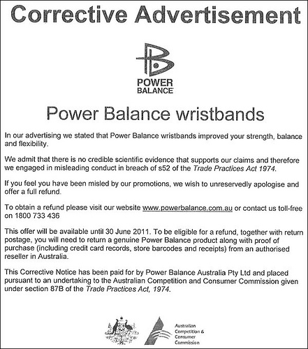 power balance corrective advertisement