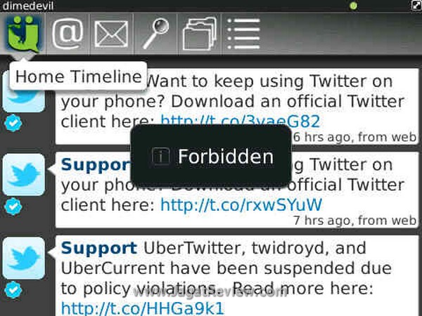 Ubertwitter forbidden