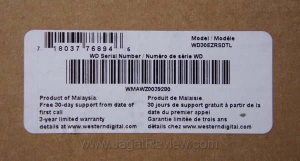 WD Green 3 TB - Serial Number WD Green 3 TB Serial Number