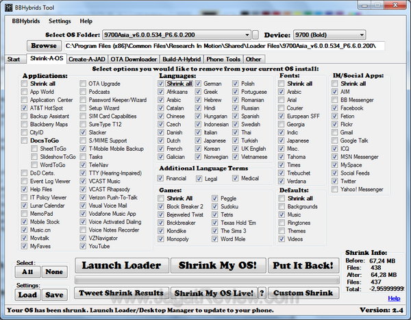 BBHybrid Tools Interface terpilih setelah