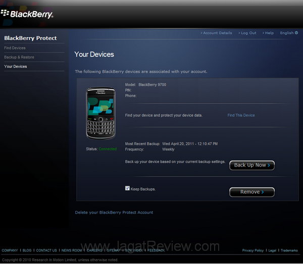 Blackberry Protect Website Device
