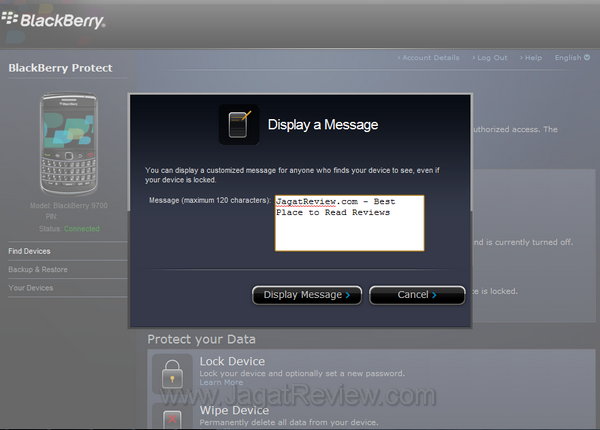 Blackberry Protect Website Display Message