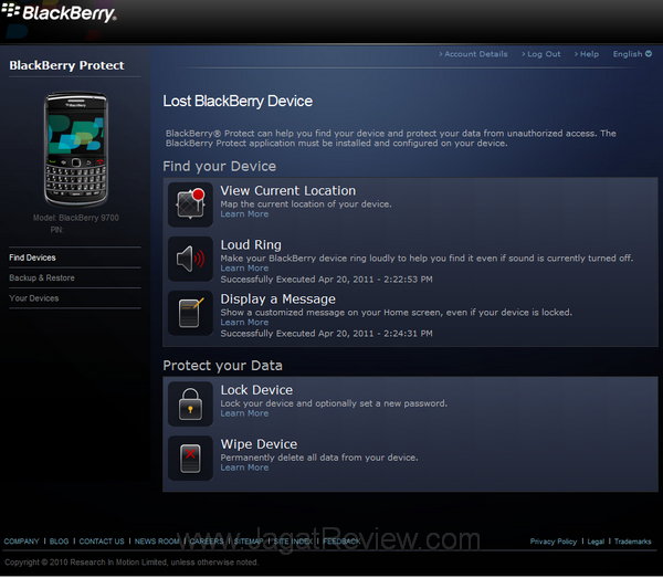 Blackberry Protect Website