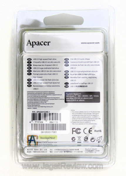 Apacer AH328 - Kemasan Penjualan Belakang Apacer AH328 Kemasan Penjualan Belakang