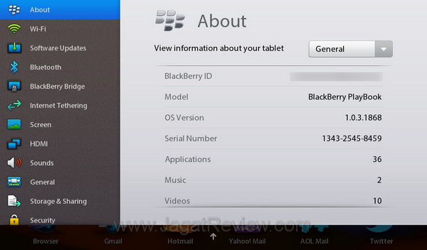 Blackberry Playbook About