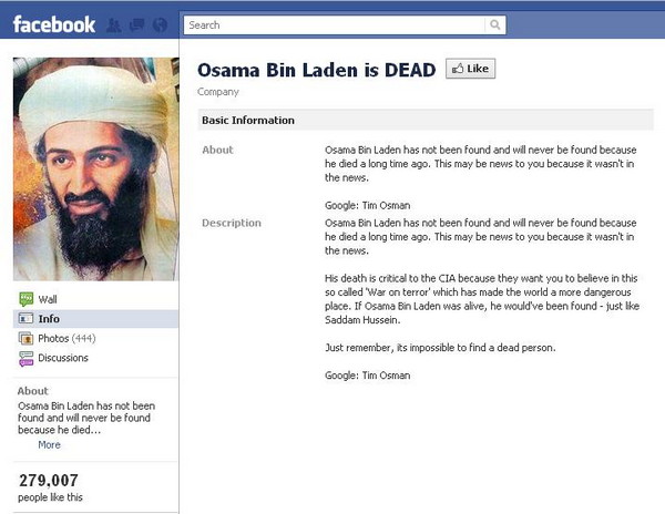 Peran Media Sosial Seputar Berita Kematian Osama bin Laden 21 Osama bin Laden is DEAD