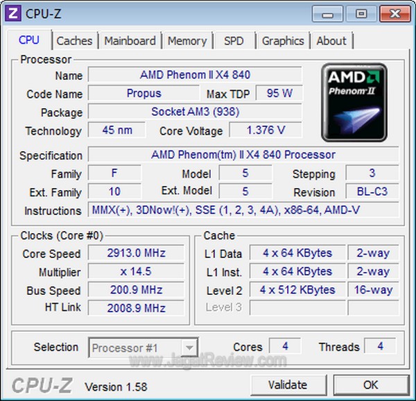 AMD PhenomII X4 840 cpu 2912