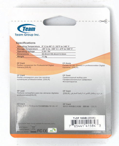 Team CF Card - Kemasan belakang Team CF Card Kemasan belakang