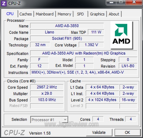 ASUS F1 A75 V Pro CPUZ cpu 2987 OPTIMAL