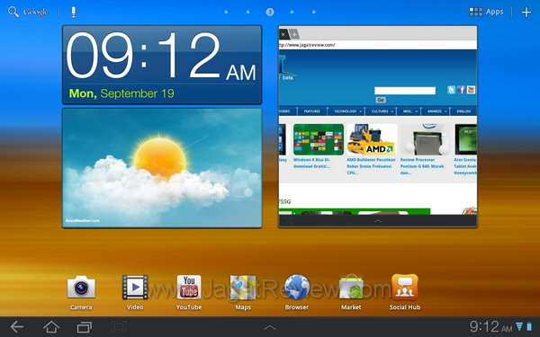 Samsung Galaxy Tab 10.1 HomeScreen Utama
