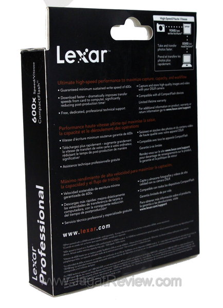 Lexar CF 8 GB 600x - Kemasan Belakang Lexar CF 8 GB 600x Kemasan Belakang