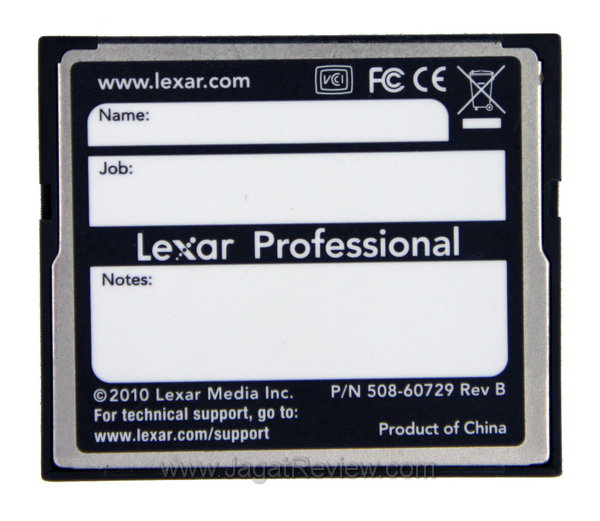 Lexar CF 8 GB 600x - Tampak Belakang Lexar CF 8 GB 600x Tampak Belakang