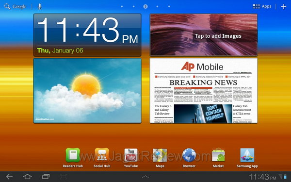 Samsung Galaxy Tab 8.9 - Main Homescreen Samsung Galaxy Tab 8.9 Main Homescreen