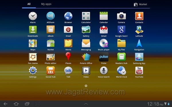 Samsung Galaxy Tab 8.9 - Menu Samsung Galaxy Tab 8.9 Menu