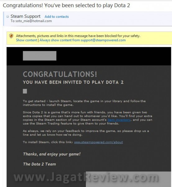 Preview DOTA 2: Kejutan Beta Key di Akhir Minggu! 1 Invitation Email wm