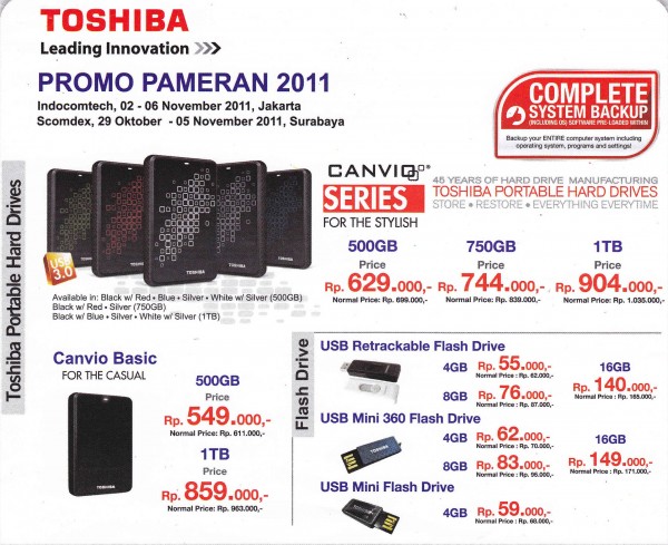 promo toshiba storage indocomtech 2011 promo toshiba storage indocomtech 2011