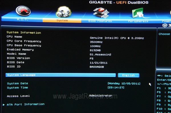 Gigabyte G1 Assassin2 BIOS Tab System
