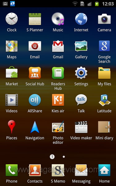 Samsung Galaxy Note - Menu Samsung Galaxy Note Menu