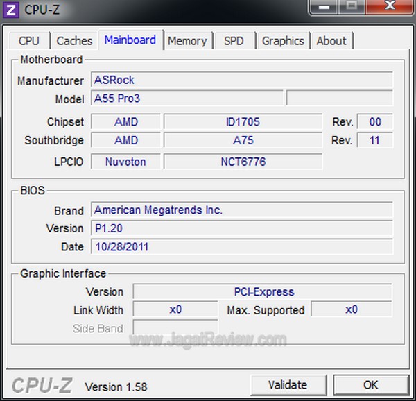 ASRock A55 Pro3 CPUZ Normal mainboard