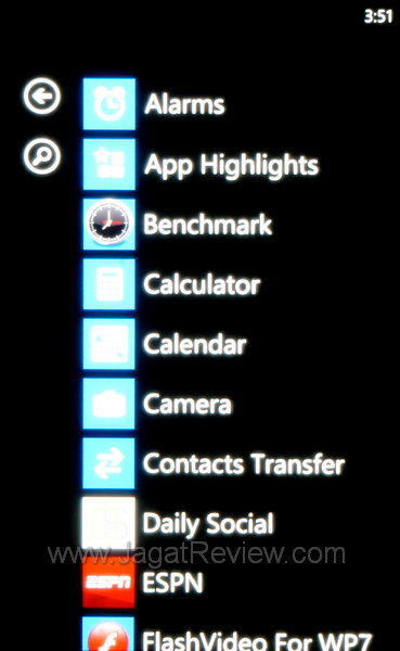 Review Nokia Lumia 710: Windows Phone 7 Mid-End Pertama dari Finlandia 5 Nokia Lumia 710 - App Menu