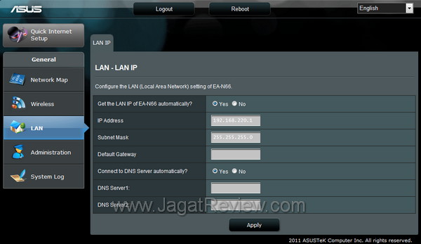 ASUS Wireless Router EA N66 LAN IP
