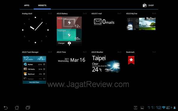 ASUS Transformer Pad TF300 - Widget Drawer ASUS Transformer Pad TF300 Widget Drawer