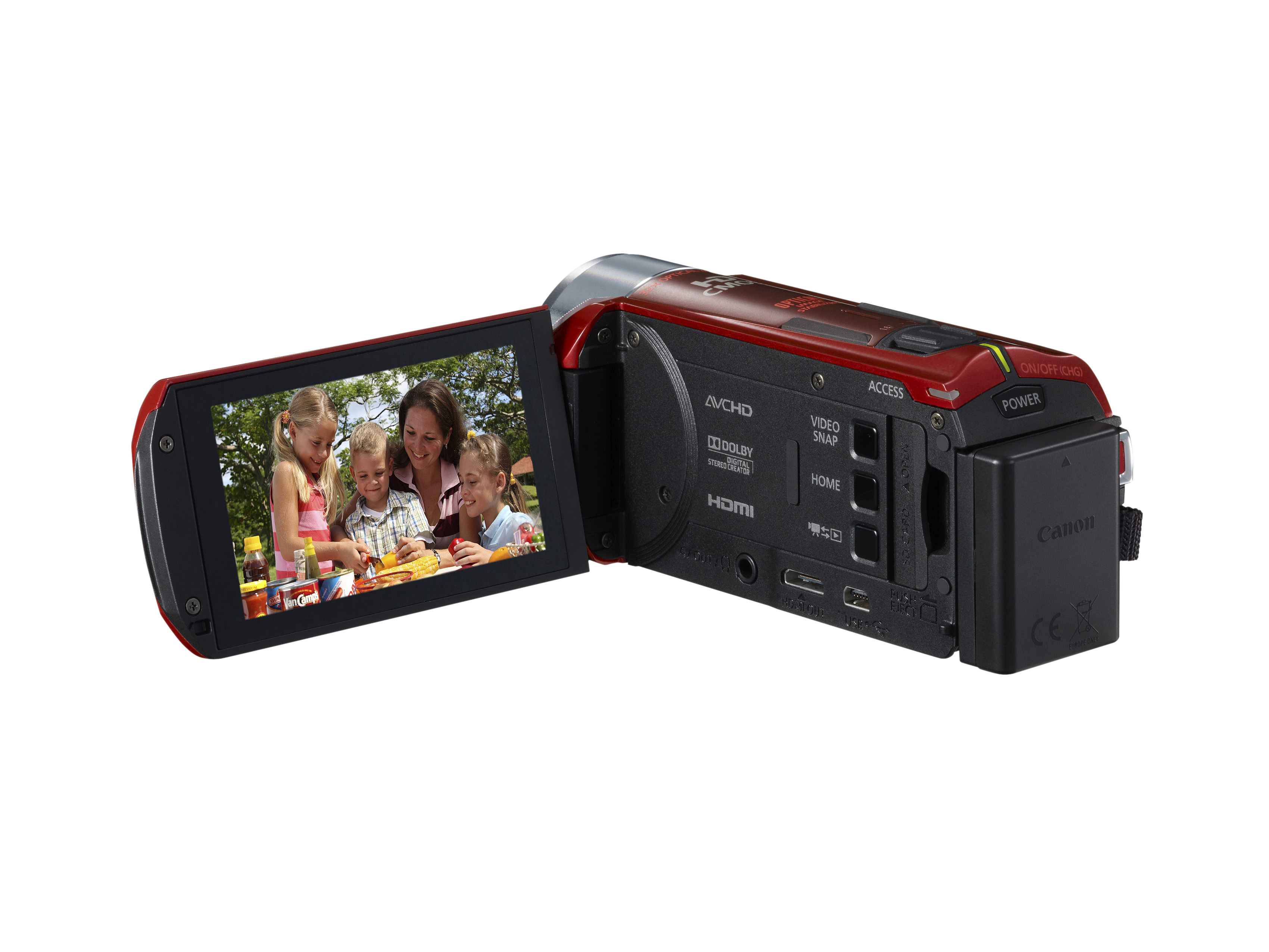 Empat Canon Legria Terbaru dengan Built-In WiFi 4 LEGRIA HFR36 RED REVERSE w LCD OPEN