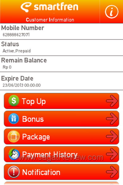 Smartfren Andro Max Customer Info