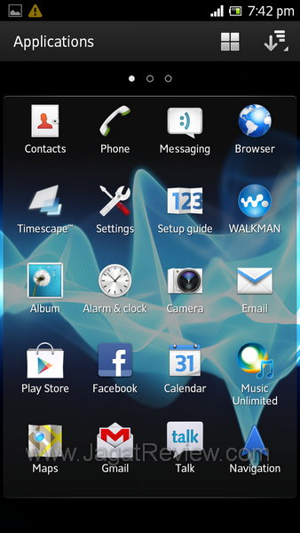 Sony Xperia SL - App Drawer Sony Xperia SL App Drawer