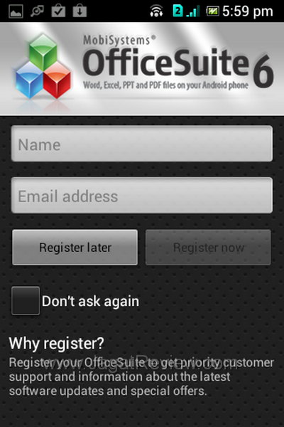 Sony Xperia Tipo Dual Apps OfficeSuite 6
