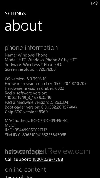 HTC Windows Phone 8x About