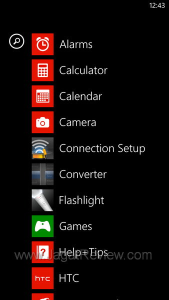 HTC Windows Phone 8x - Menu Screen HTC Windows Phone 8x Menu Screen