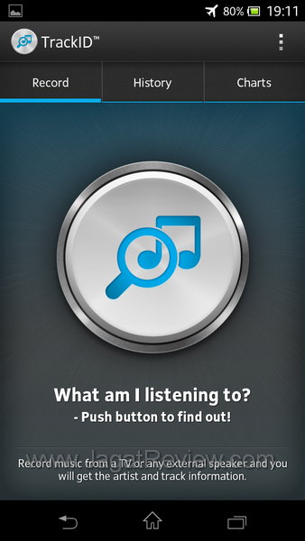 Sony Xperia V App TrackID