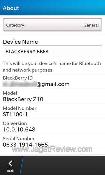 Blackberry Z10 About