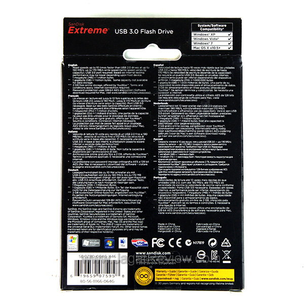 SanDisk Extreme 64 GB - Kemasan Belakang SanDisk Extreme 64 GB Kemasan Belakang