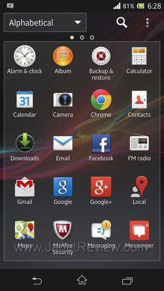 Sony Xperia Z - App Drawer Sony Xperia Z App Drawer