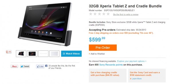 XperiaZ tablet preorder